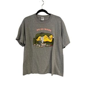Men's Vintage 2000s Homer Simpson It's All Good Lazy Sunday Couch Gray Tee Large